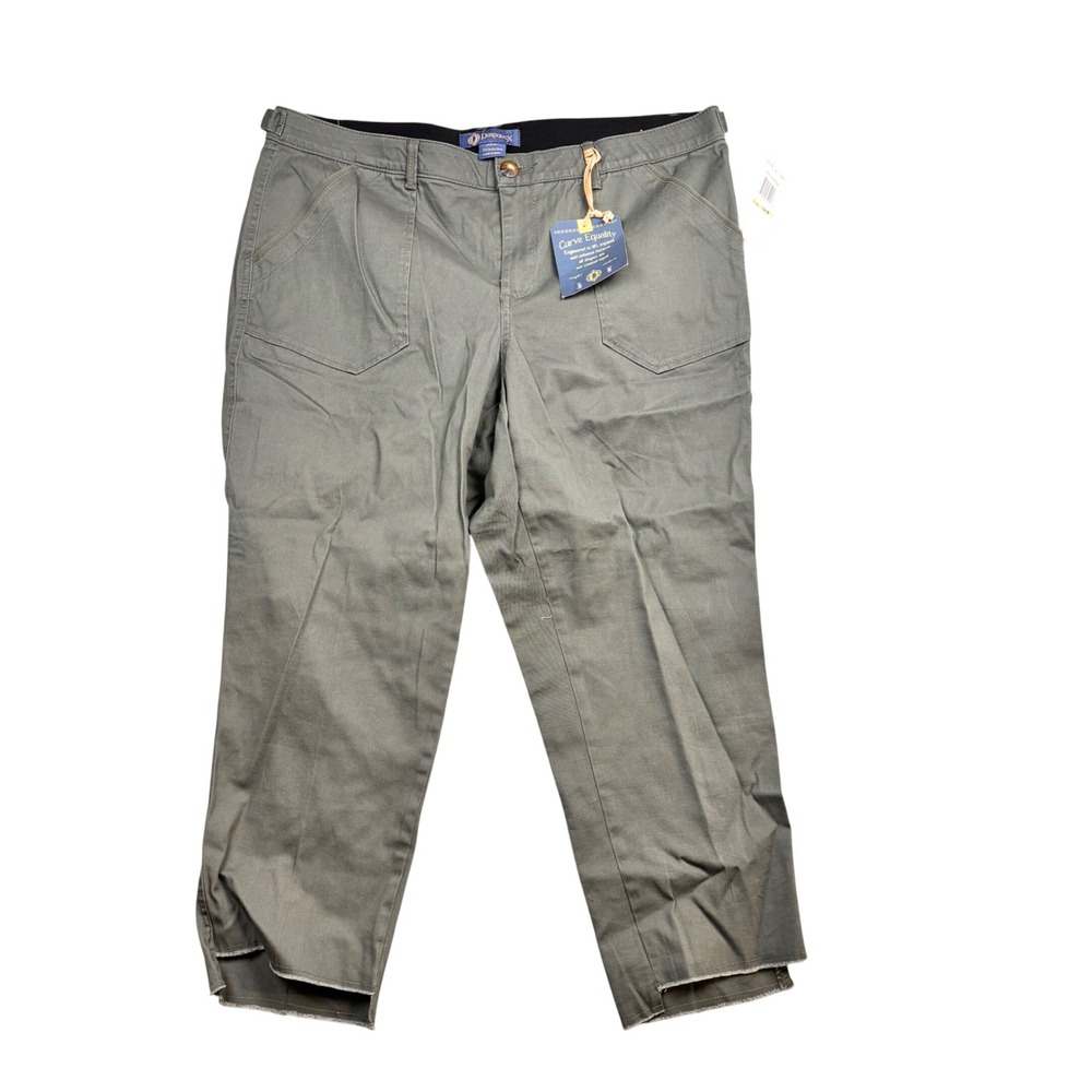 Democracy Womens 18W Ab solution Utility Pants Thyme Green Raw Hem WYX133X2